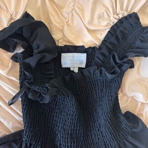 Hill House Black Ellie Nap Dress | Smocked Ruffle Strap Camisole